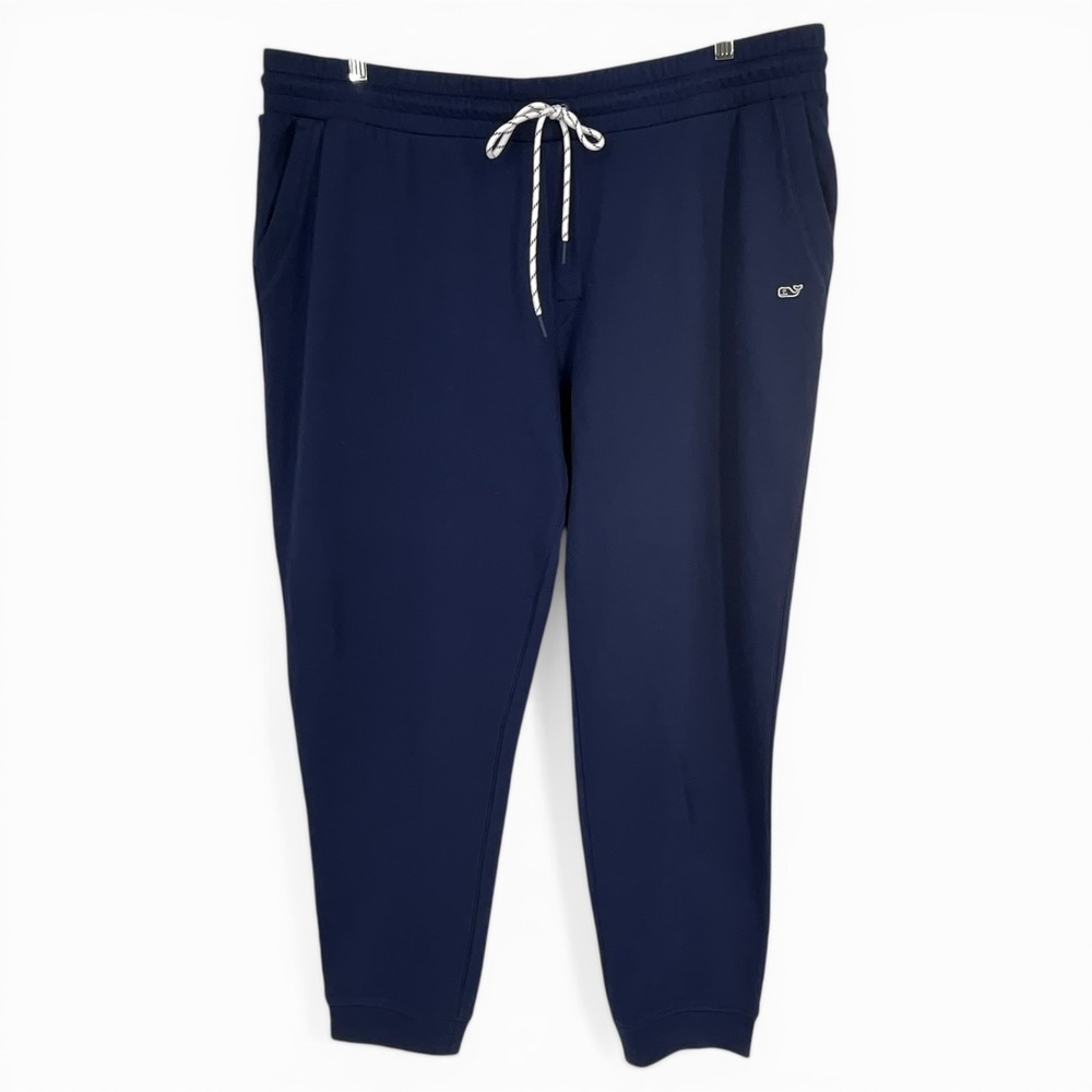 Vineyard Vines Men 2XL Navy Blue French Terry Jogger Sweatpants Drawstring Whale
